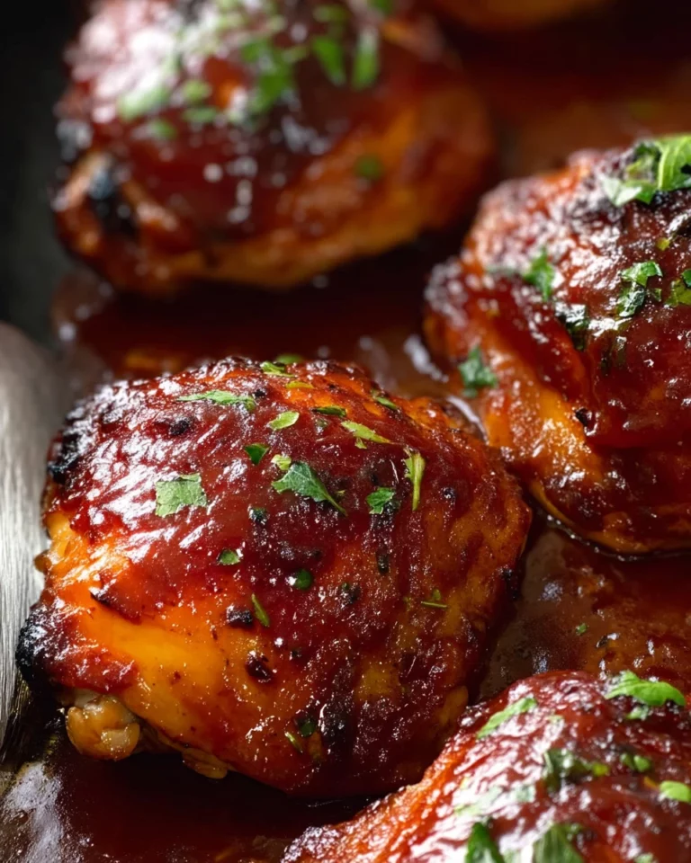 Plate of finger-lickin oven baked BBQ chicken with homemade barbecue sauce