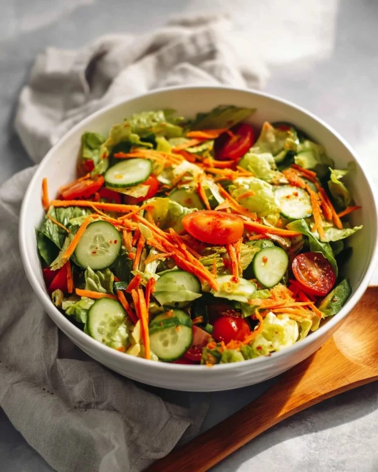 Fresh and vibrant garden salad with colorful vegetables and greens