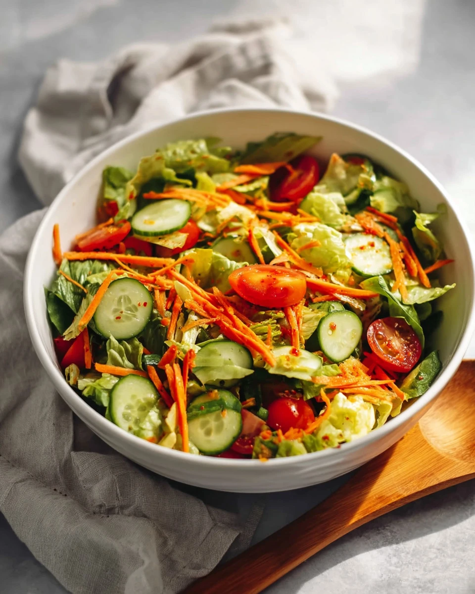 Fresh and vibrant garden salad with colorful vegetables and greens