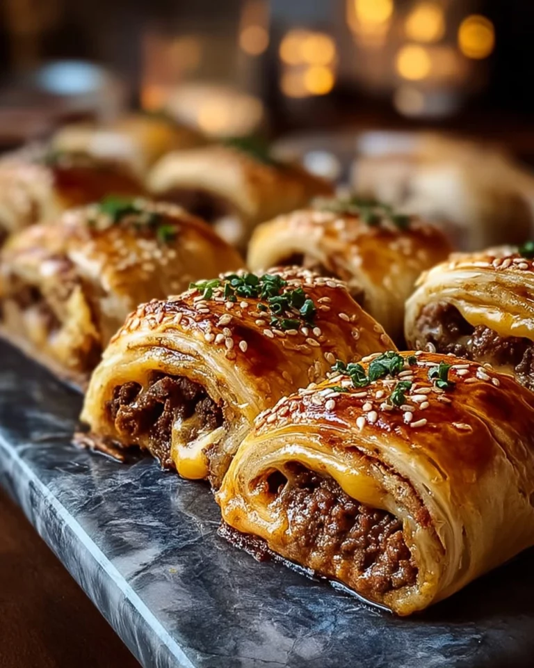 Garlic butter beef cheeseburger rollups served on a plate