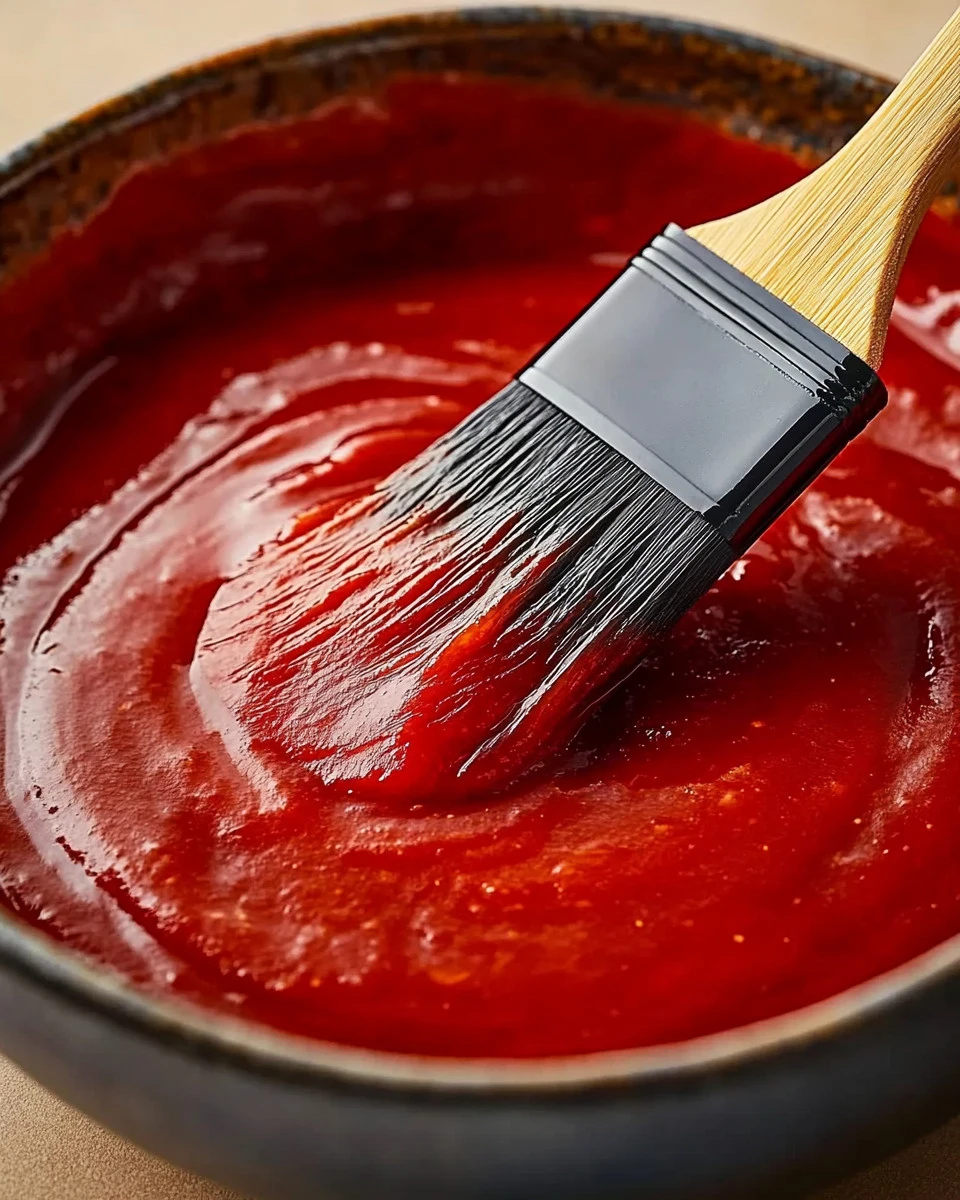 Bowl of homemade BBQ sauce with fresh ingredients