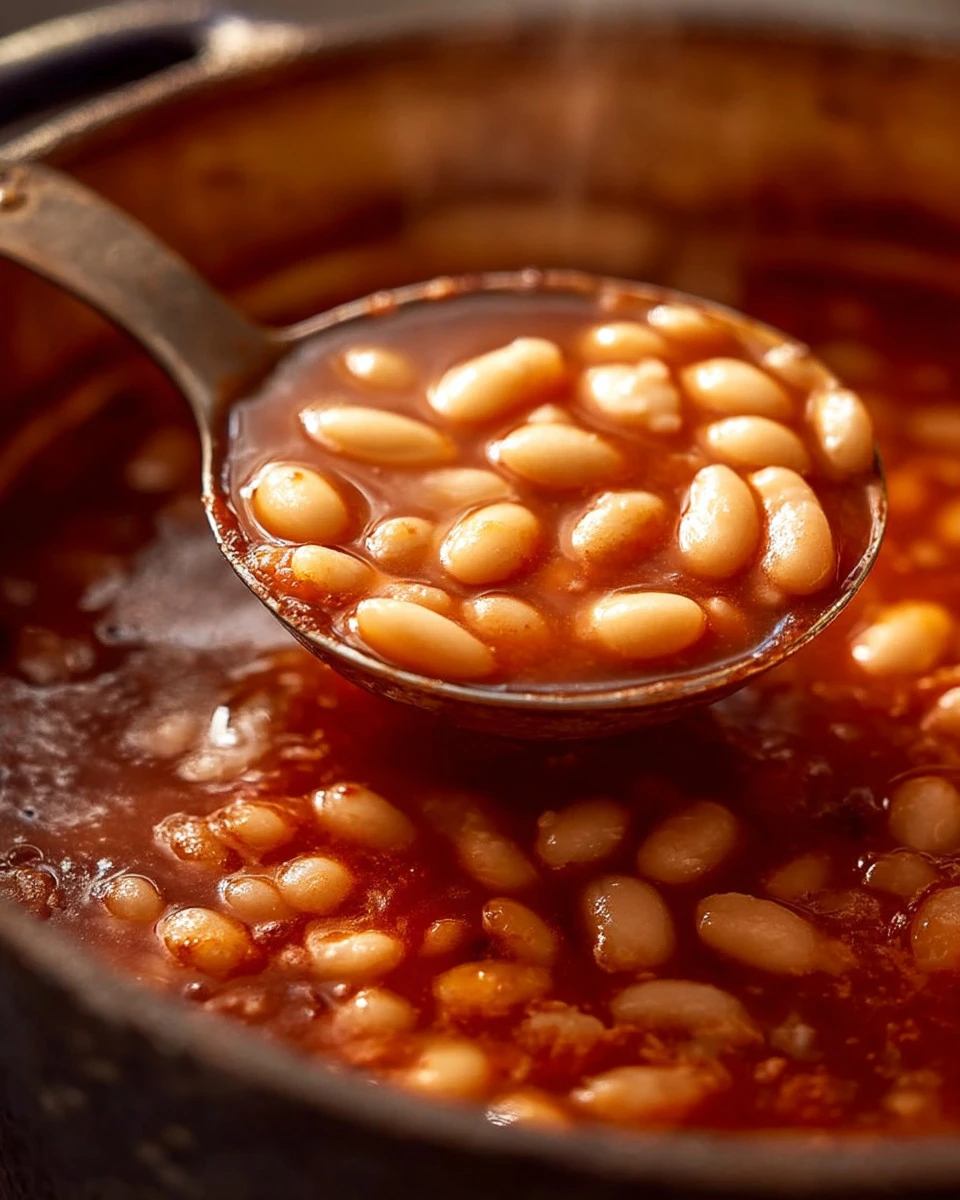 Delicious serving of homemade Heinz baked beans in a rustic bowl