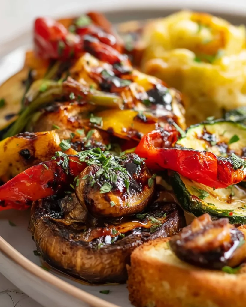Assortment of BBQ grilled vegetables served on a platter