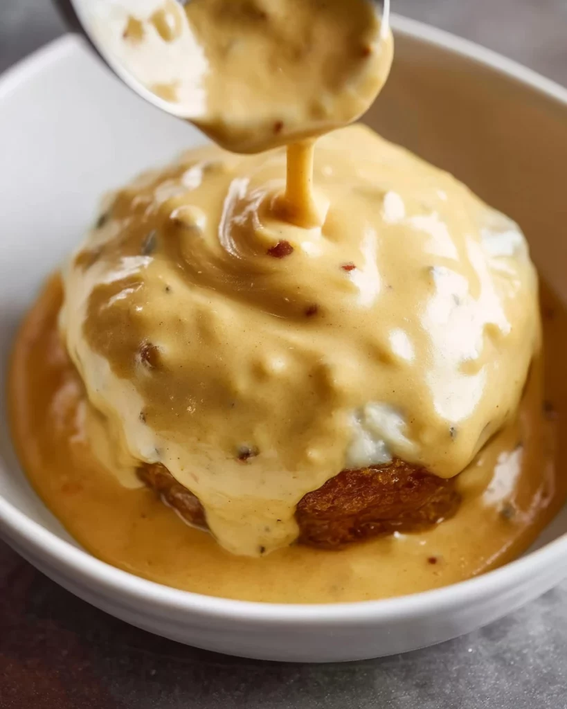 Irresistible special burger sauce drizzled over a juicy burger.