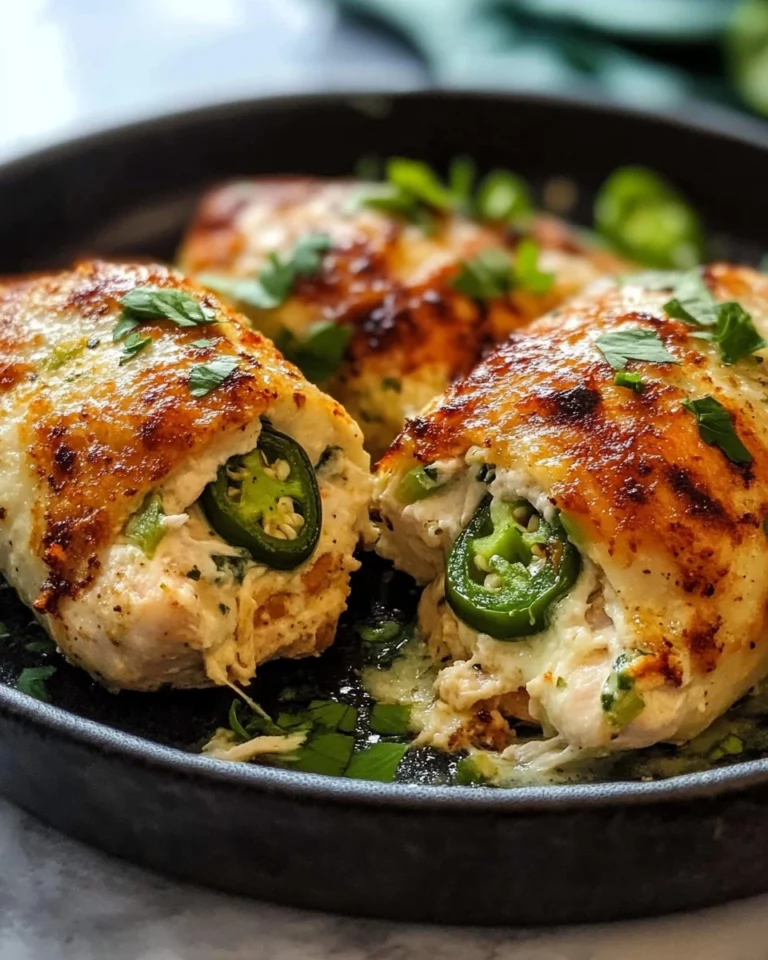 Jalapeño popper stuffed chicken with melted cheese and jalapeños
