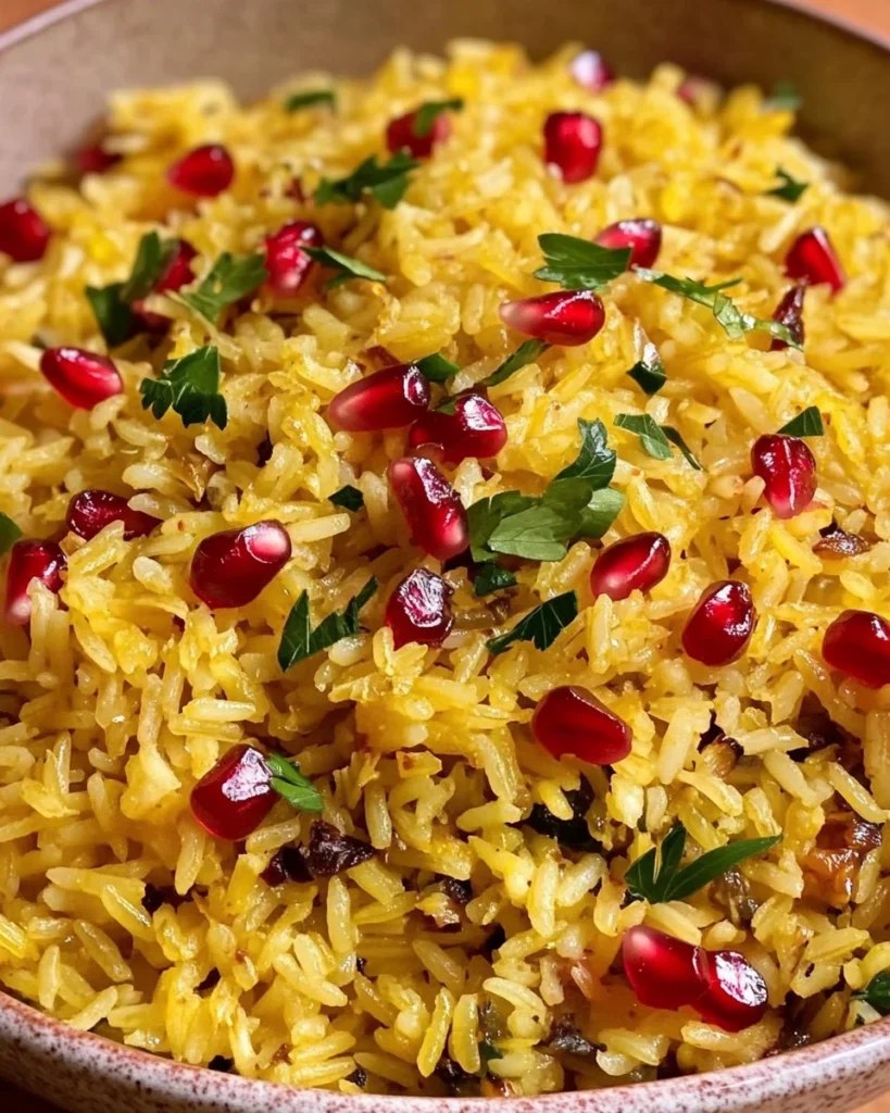 Jewelled Rice Pilaf with colorful ingredients and spices
