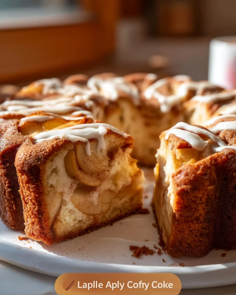 Delicious Apple Cinnamon Coffee Cake by Libby Hale with fresh apples and cinnamon.