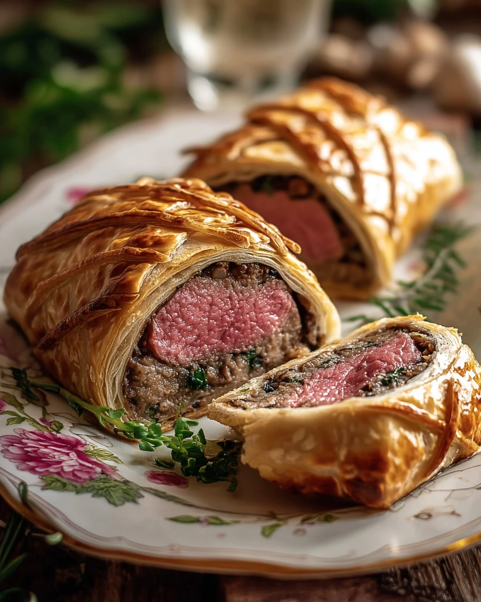 Mini Beef Wellington portions presented on a platter for an elegant appetizer