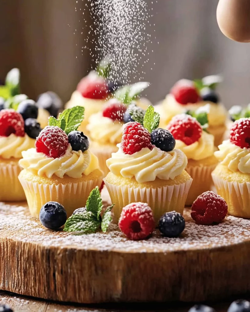 Assorted mini cheesecakes topped with fruits and chocolate
