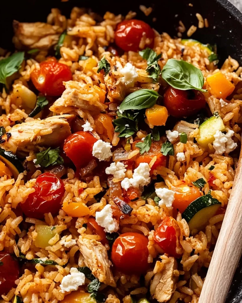 One Pot Chicken Orzo Delight dish featuring tender chicken and orzo pasta