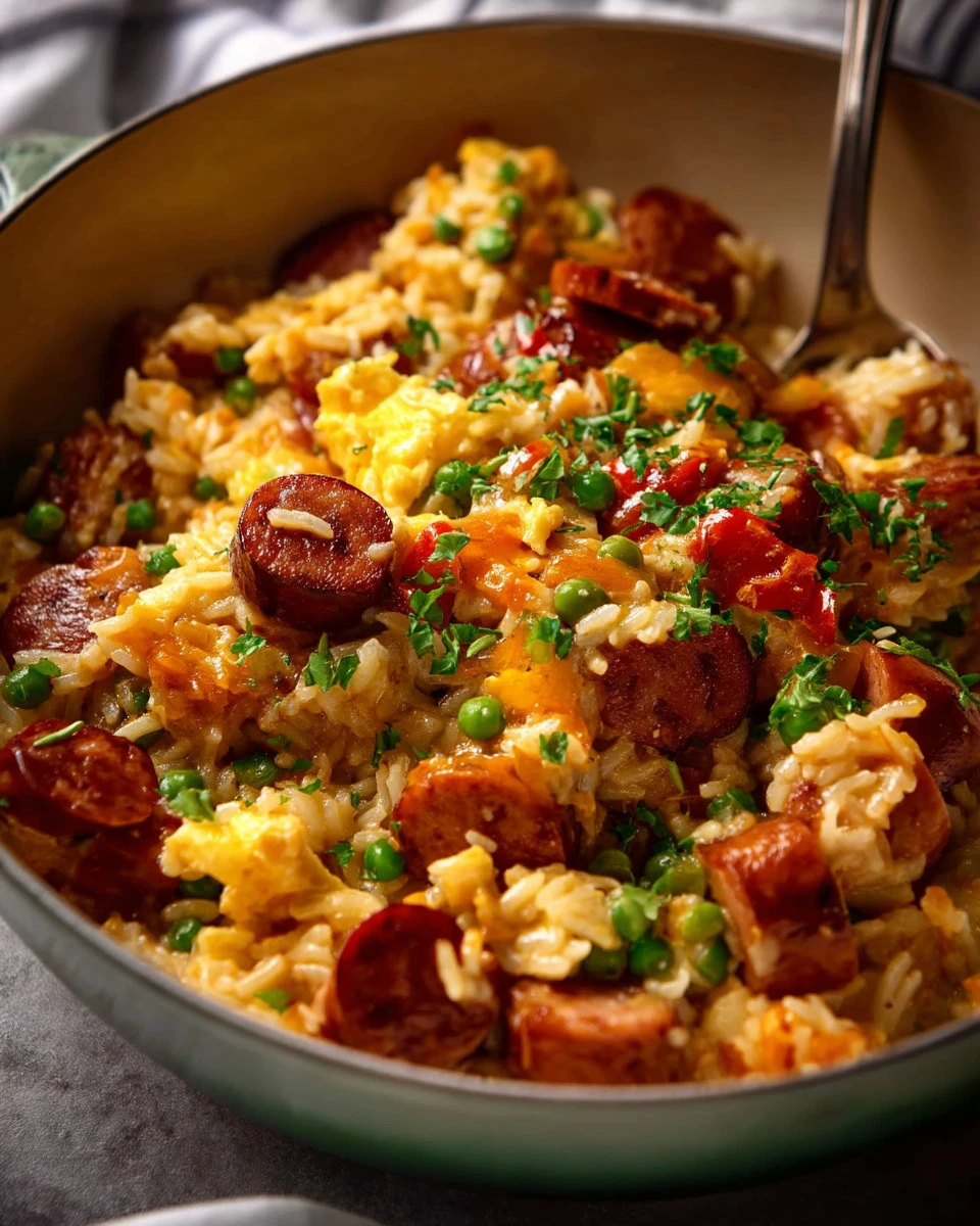 One-Pot Smoked Sausage and Rice Delight dish served in a bowl