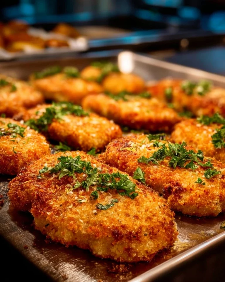 Oven-baked chicken fried steak served with gravy and vegetables