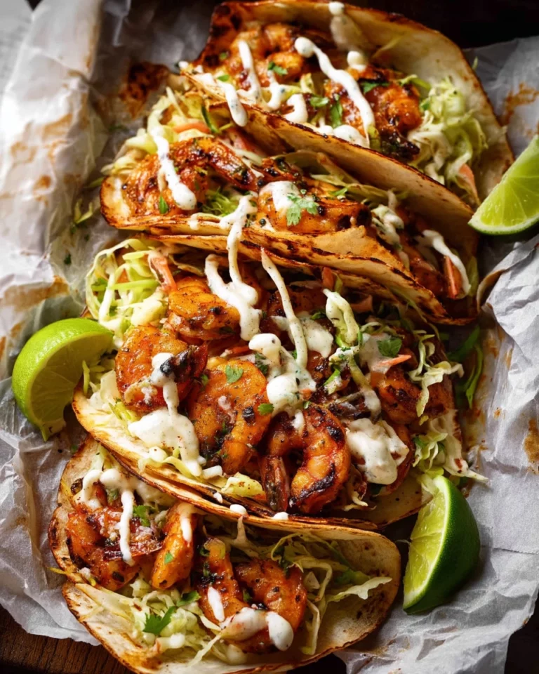 Delicious prawn tacos served with fresh toppings