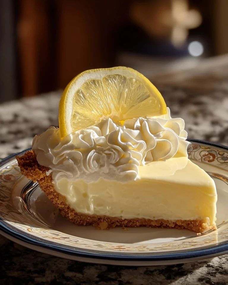 No-Bake Lemonade Pie with a refreshing lemon topping and crust