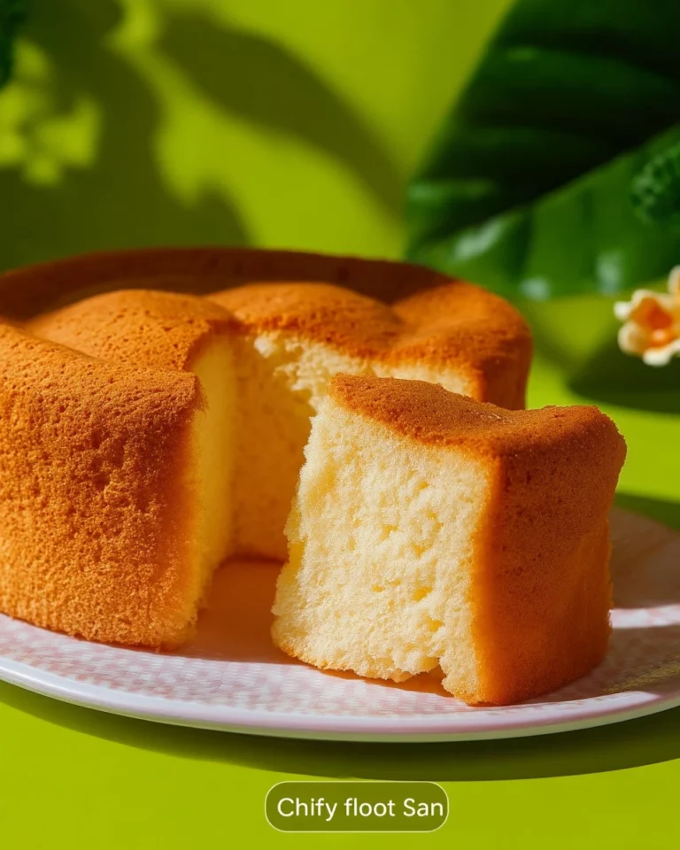 Delicious soft and fluffy chiffon cake on a serving plate