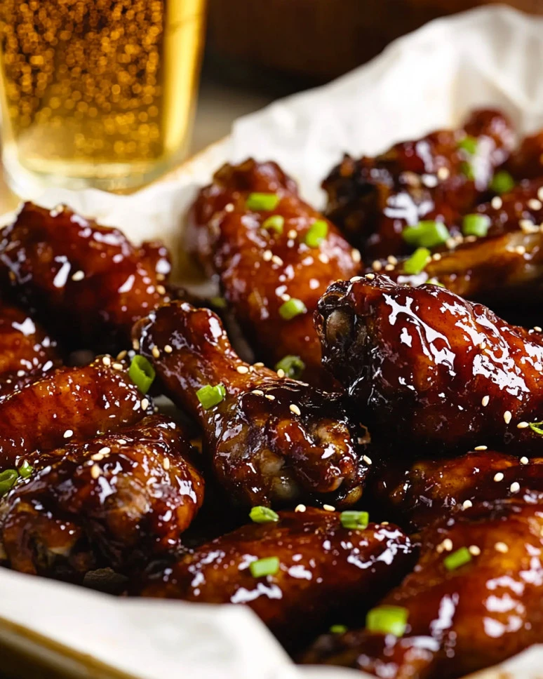Delicious honey soy wings served with a garnish