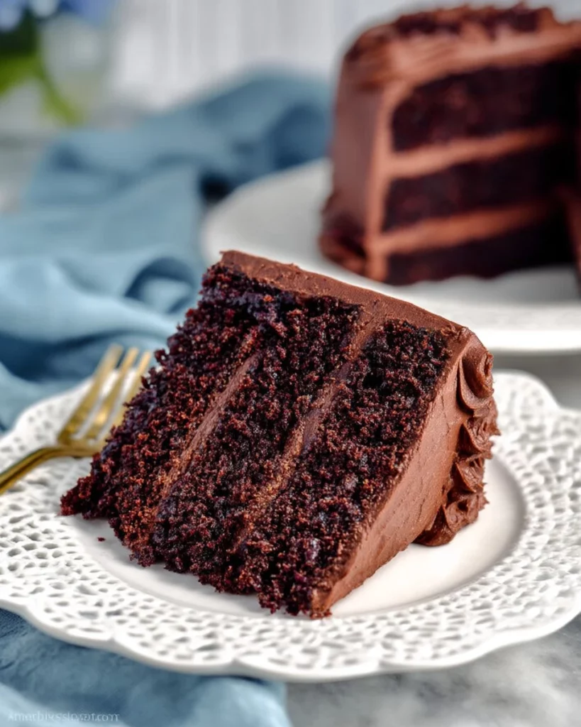 Ultimate chocolate cake with rich frosting and decorative toppings