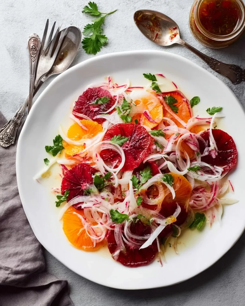 Vibrant blood orange salad with fresh greens and citrus dressing