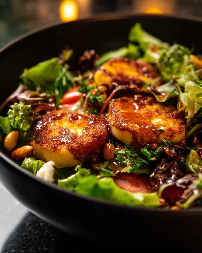 Warm French Goat's Cheese Salad with greens and nuts