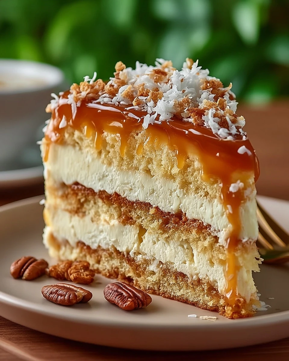 White German Chocolate Cake with Cheesecake Center, a delightful dessert twist