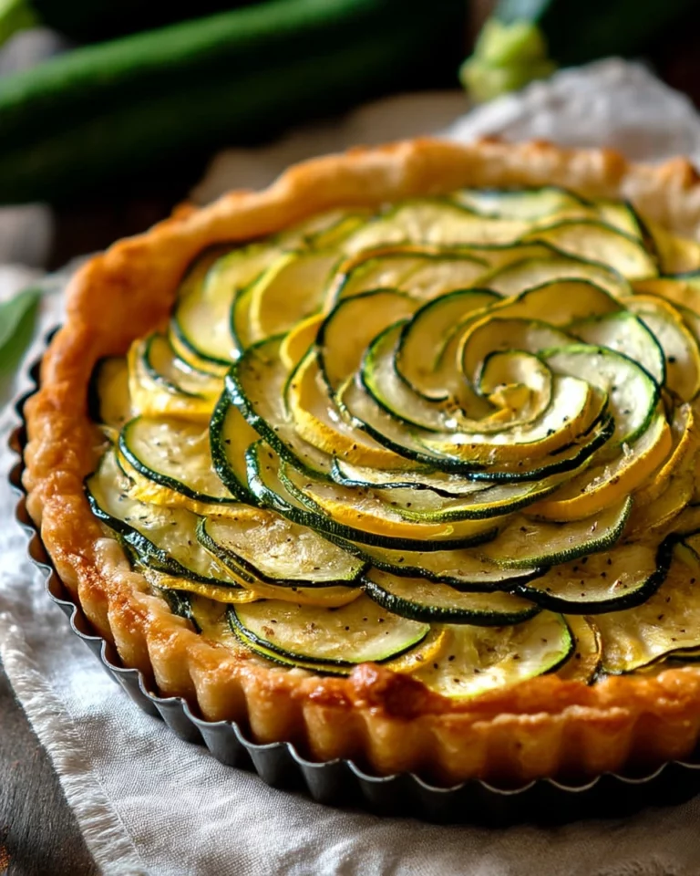 Savory Zucchini Scarpaccia Tart with fresh herbs and golden crust