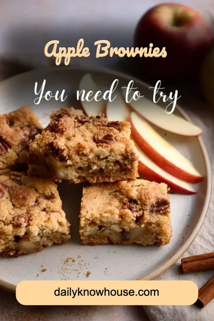 Delicious homemade apple brownies with chocolate chunks and apple slices.