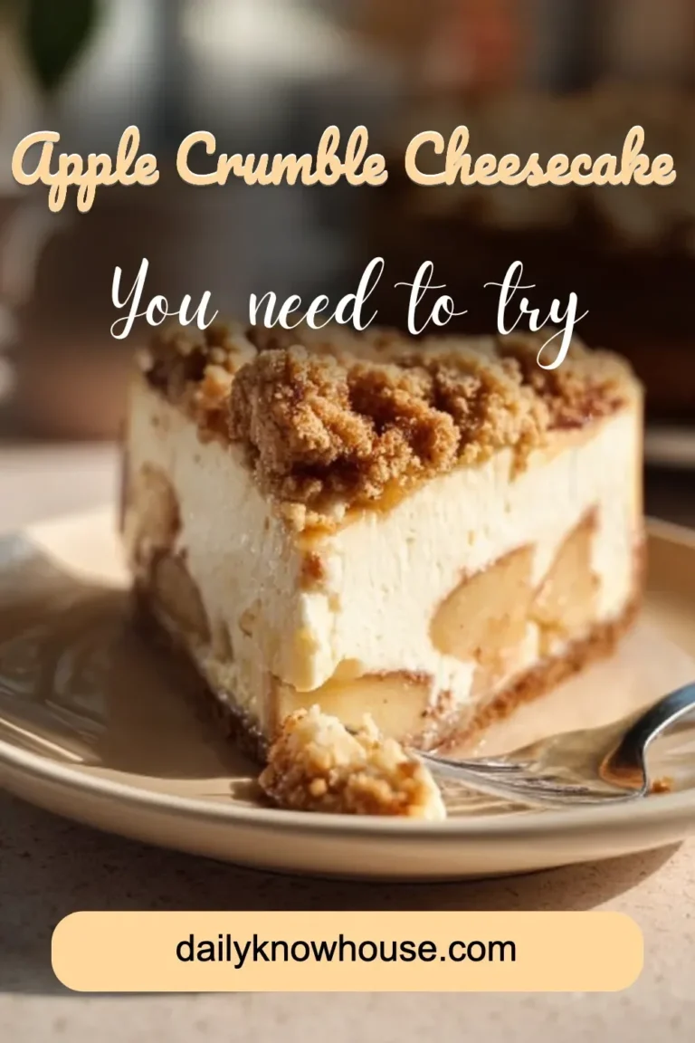 Delicious Apple Crumble Cheesecake with a crispy crumble topping on a plate
