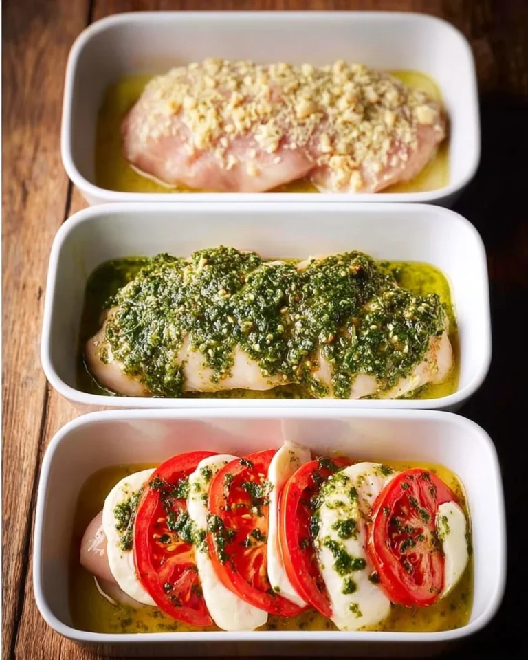 Basil pesto chicken bake with tomatoes and mozzarella cheese