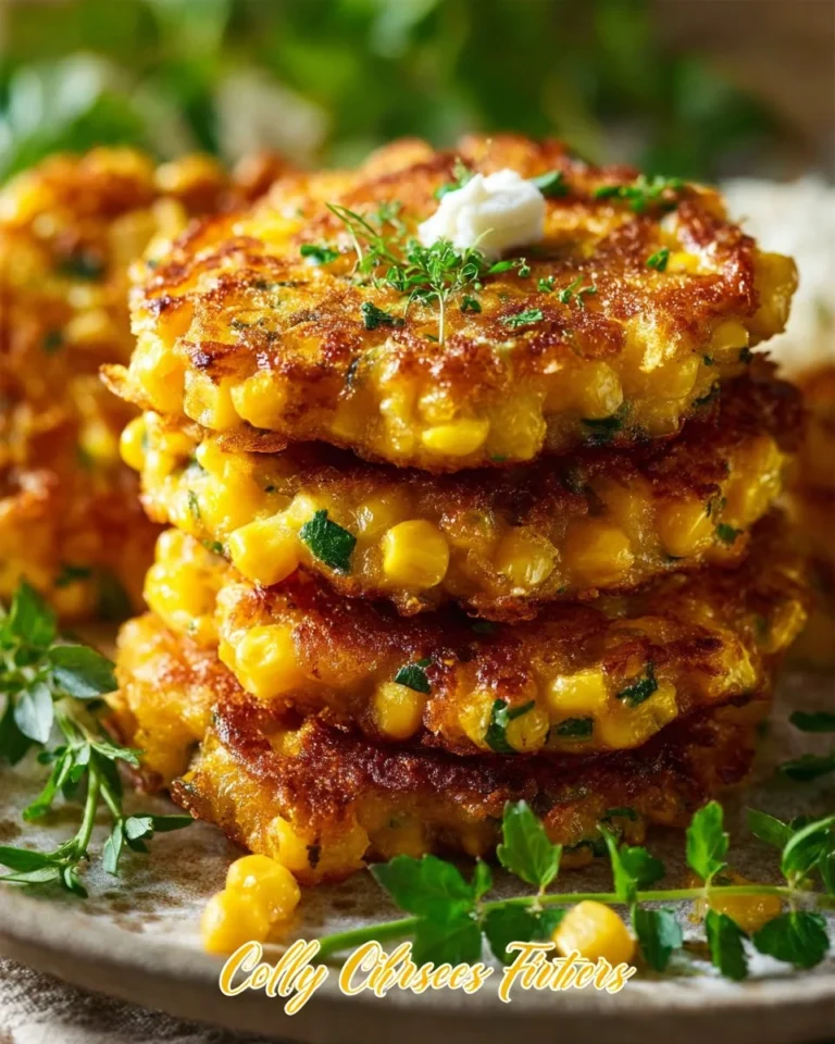 Delicious cheesy corn fritters served on a plate with dipping sauce