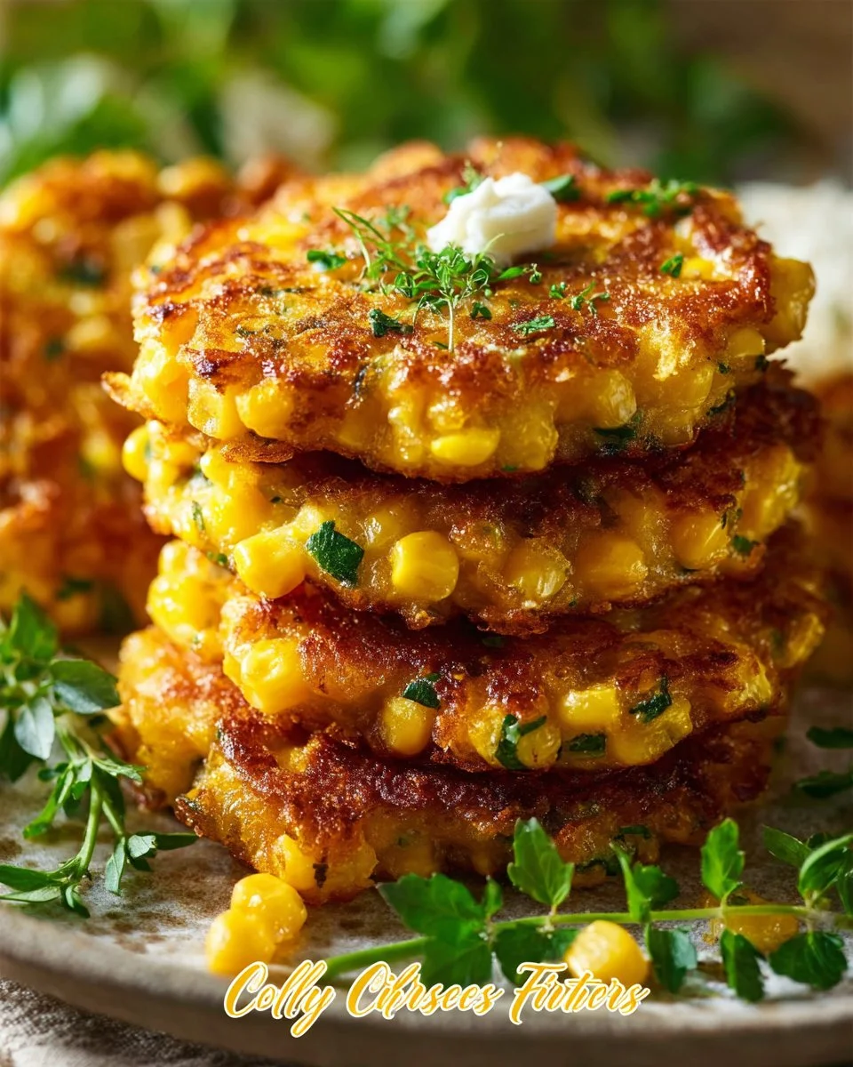 Delicious cheesy corn fritters served on a plate with dipping sauce