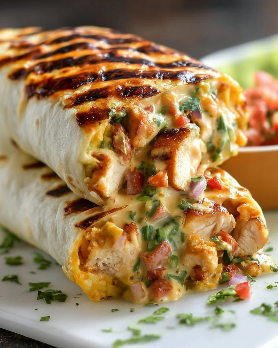 Delicious Chipotle Ranch Grilled Chicken Burrito with vibrant toppings