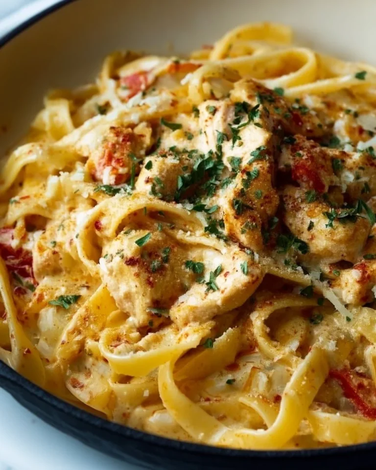 Creamy Cajun Chicken Pasta dish served in a bowl with colorful vegetables