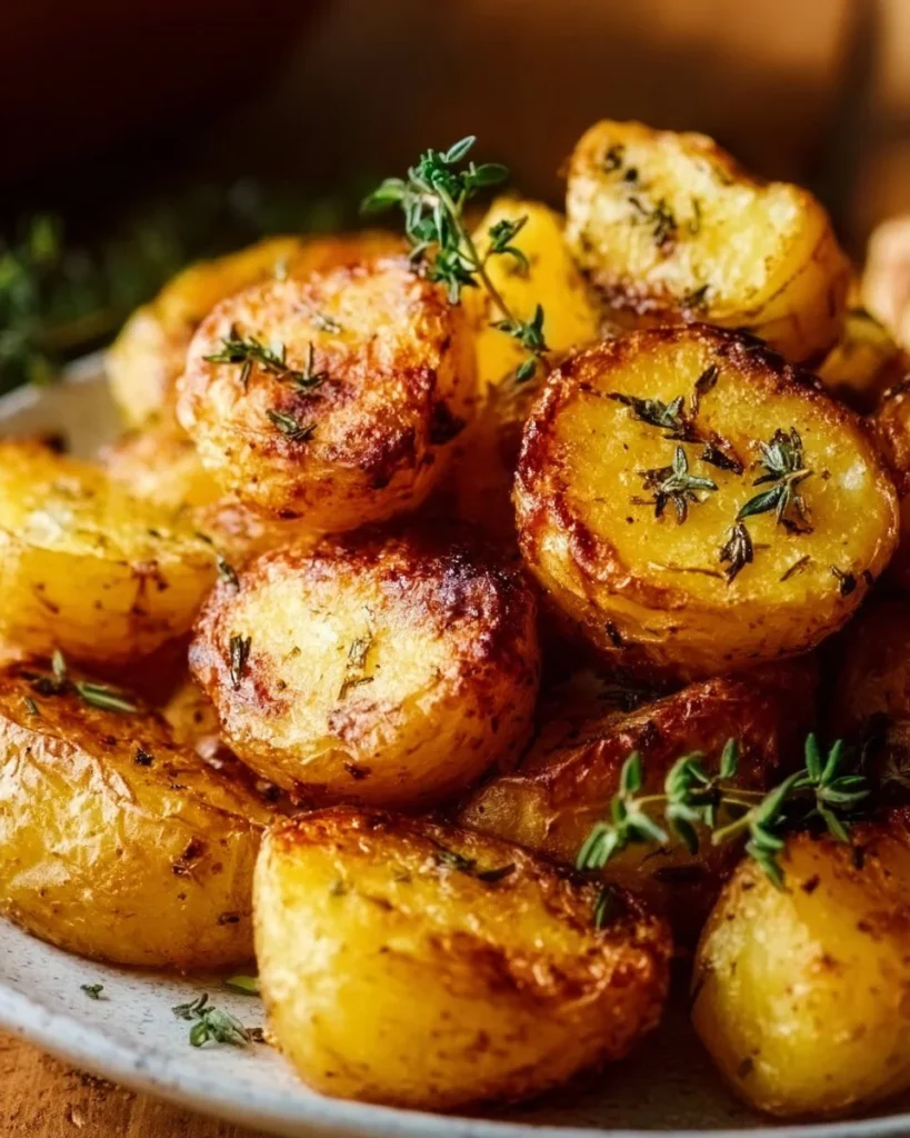 Crispy air fryer roasted potatoes served on a plate