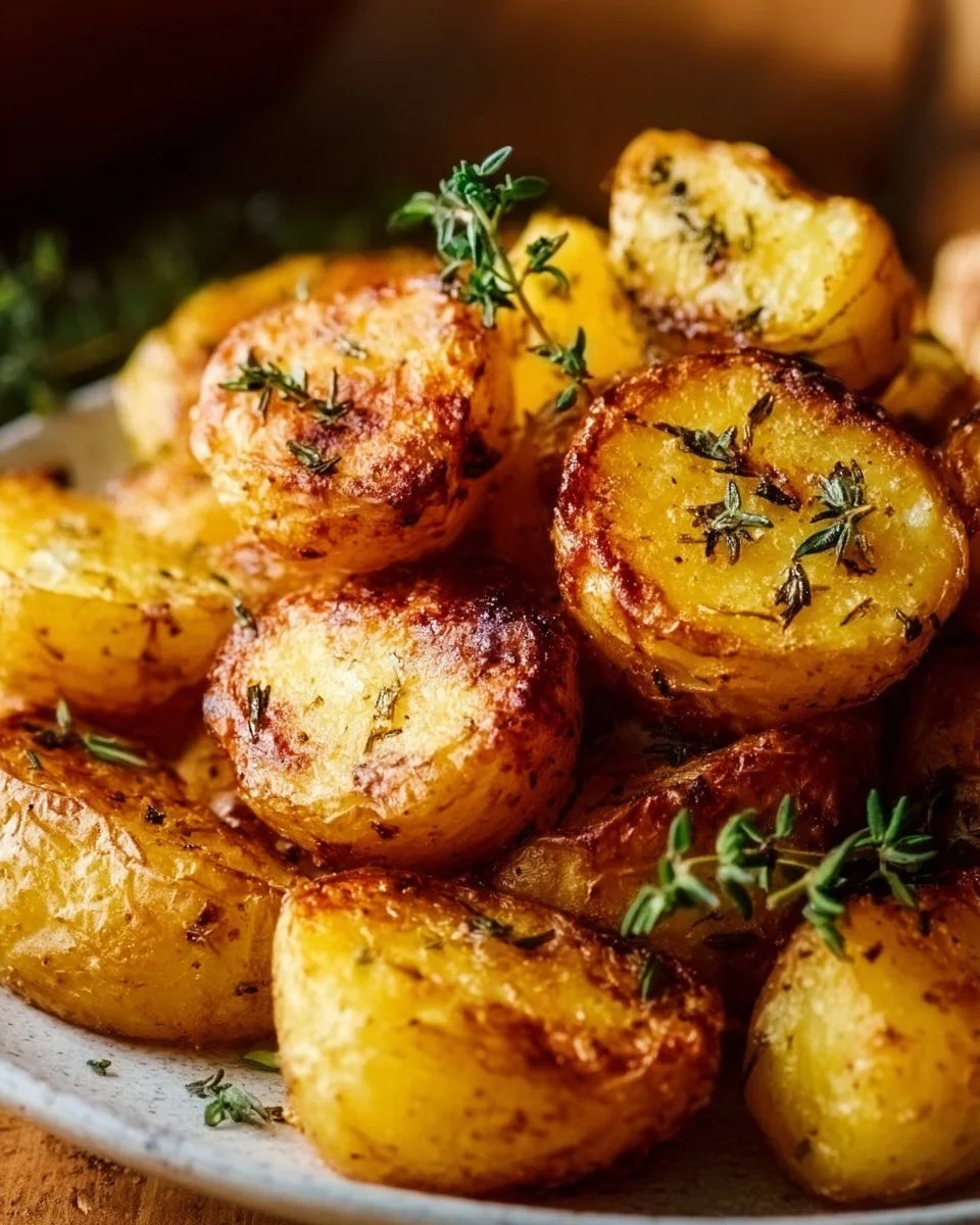 Crispy air fryer roasted potatoes served on a plate