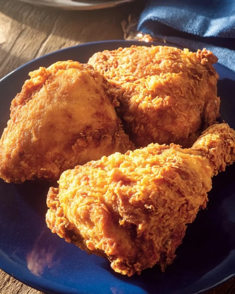 Delicious crispy fried chicken served with sides