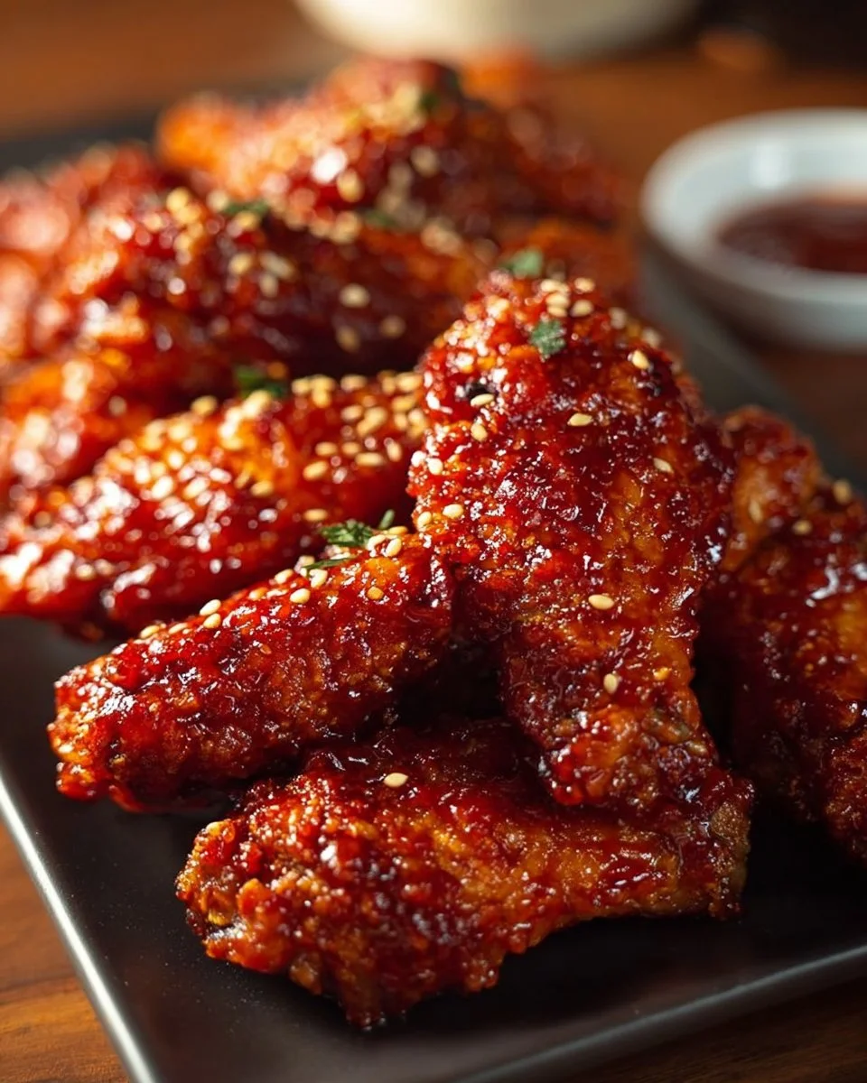 Crispy Korean Fried Chicken served with dipping sauce
