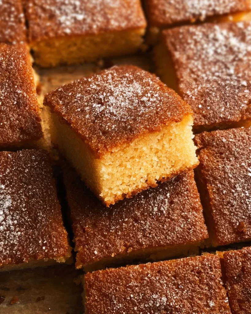 Delicious apple cider donut cake topped with cinnamon sugar coating