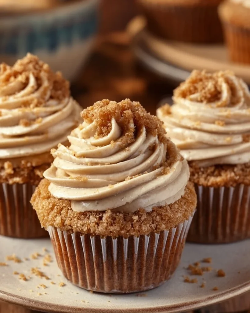 Delicious apple crumble cupcakes with a crumbly topping and cinnamon spice