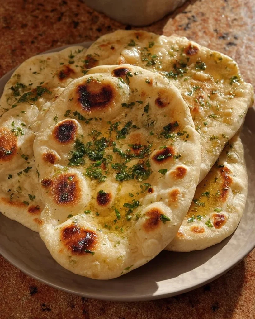 Freshly baked homemade pita bread ready to be served
