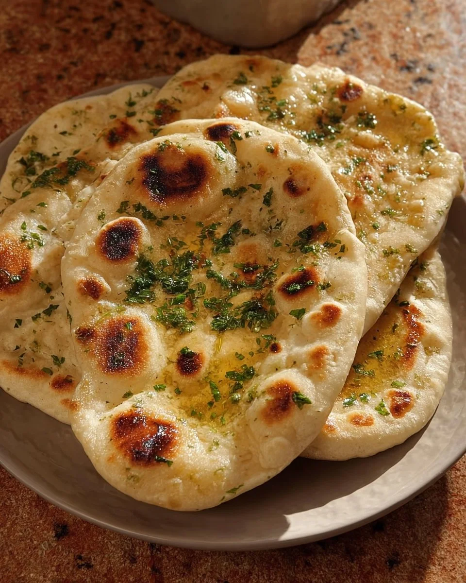 Freshly baked homemade pita bread ready to be served