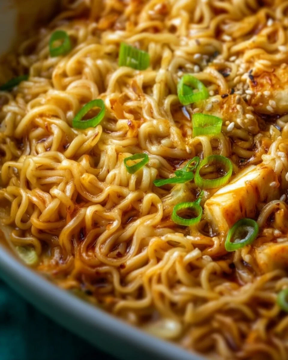 Delicious easy saucy ramen noodles served in a bowl with fresh green onions.