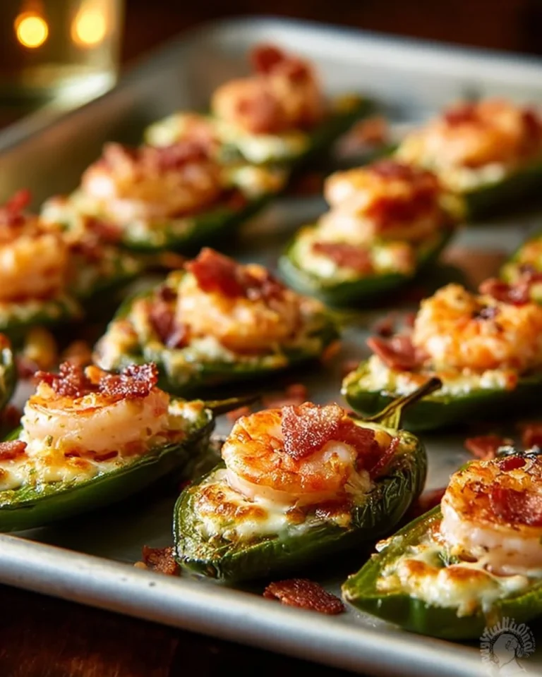 Delicious Cajun shrimp stuffed jalapeños fresh out of the oven