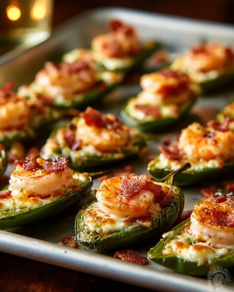 Delicious Cajun shrimp stuffed jalapeños fresh out of the oven