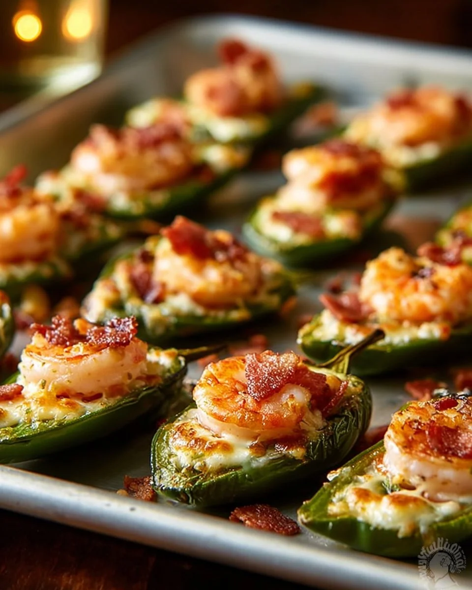 Delicious Cajun shrimp stuffed jalapeños fresh out of the oven