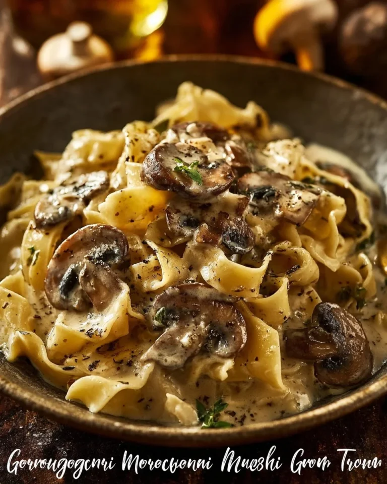 Gorgonzola truffle cream sauce with mushrooms served over pasta