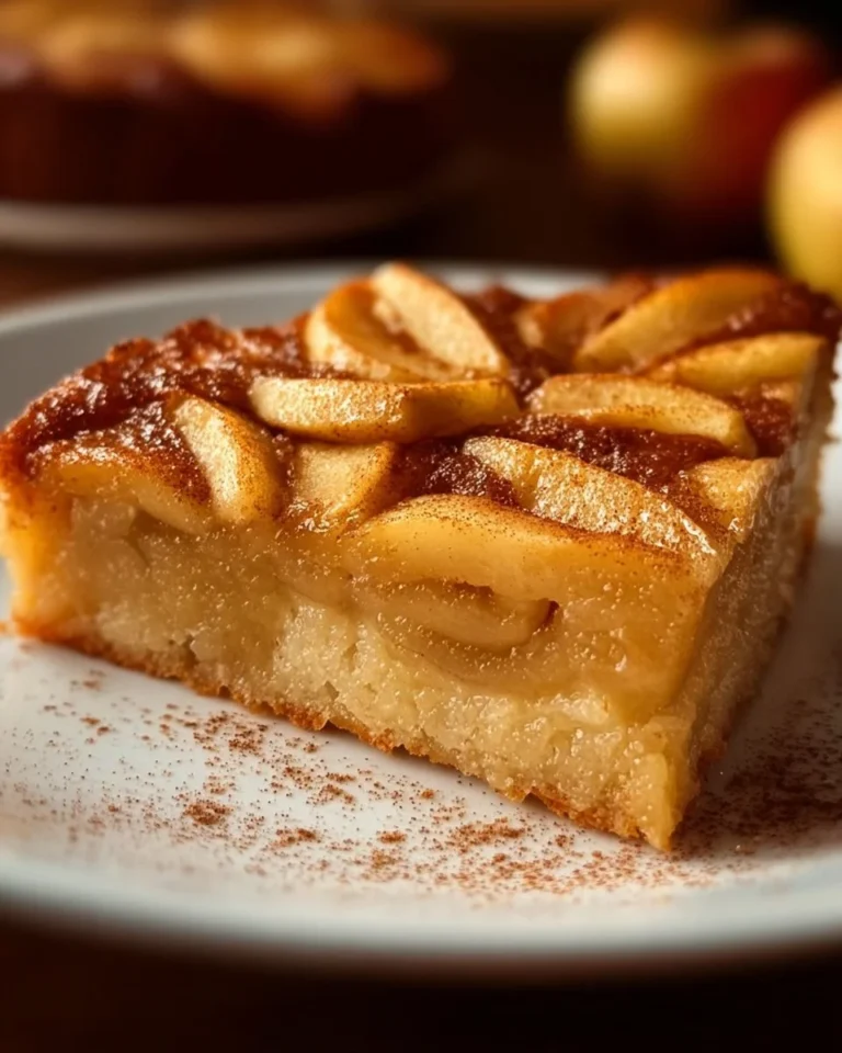 Delicious apple cinnamon sheet cake topped with icing and cinnamon sprinkles.