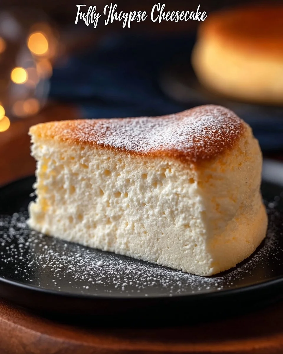 Deliciously fluffy slice of Japanese Cheesecake on a plate