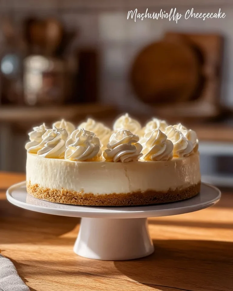 Delicious Marshmallow Whip Cheesecake served on a dessert plate