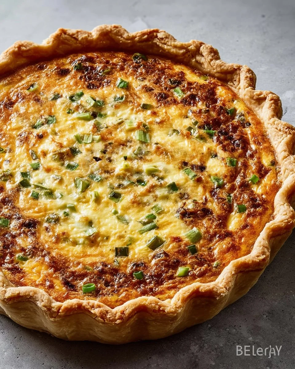 Delicious Mexican Christmas Quiche loaded with festive ingredients.