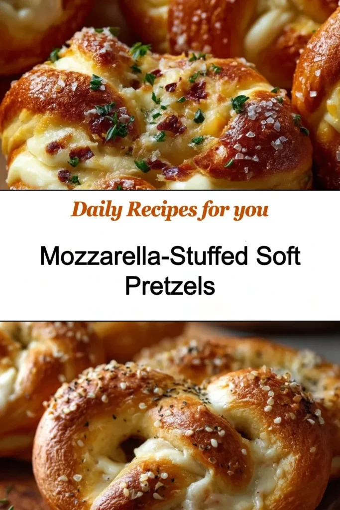Delicious mozzarella-stuffed pretzels fresh out of the oven